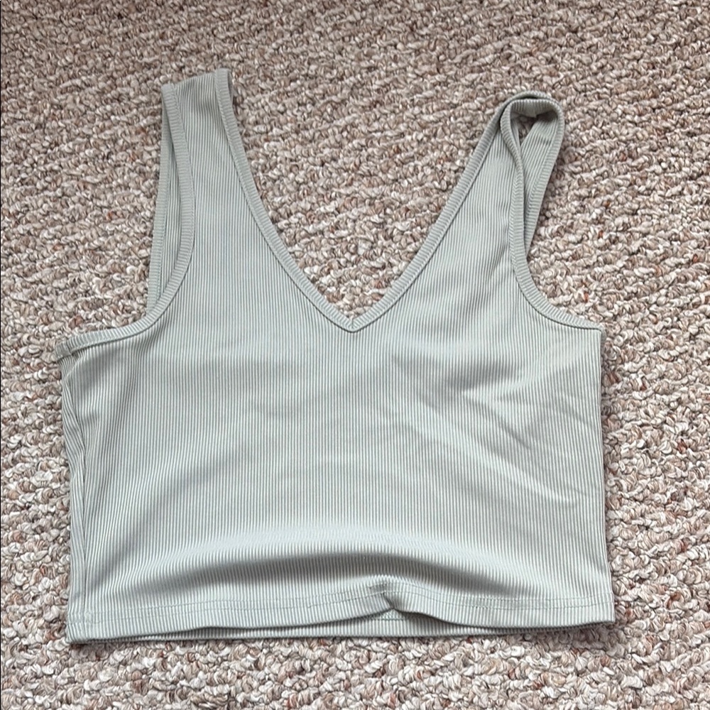 Zara Gray Fitted Crop Tank Top